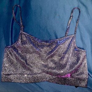 ASOS design (Bright Purple) Glitter Crop Top. Size 8 or Medium  **Never worn**